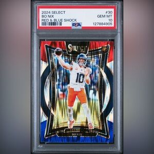 2024 Select Bo Nix Red Blue Shock #30 PSA 10 Broncos